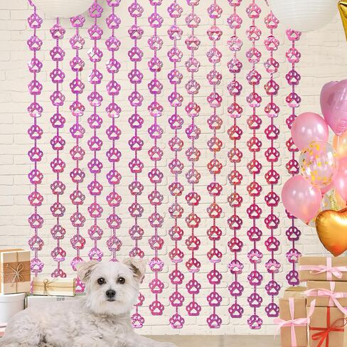 MENSTARSI Cat Birthday Decorations, 2Pack Pink Cat Paw Foil Fringe Curtains | Pink Cat Paw Party Supplies, 3.3x6.6 ft Photo Booth Props Streamer Backdrop for Pet Themed Party Favors & Kids Doorway Decor in Kuwait