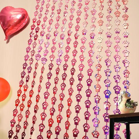 MENSTARSI Cat Birthday Decorations, 2Pack Pink Cat Paw Foil Fringe Curtains | Pink Cat Paw Party Supplies, 3.3x6.6 ft Photo Booth Props Streamer Backdrop for Pet Themed Party Favors & Kids Doorway Decor in Kuwait