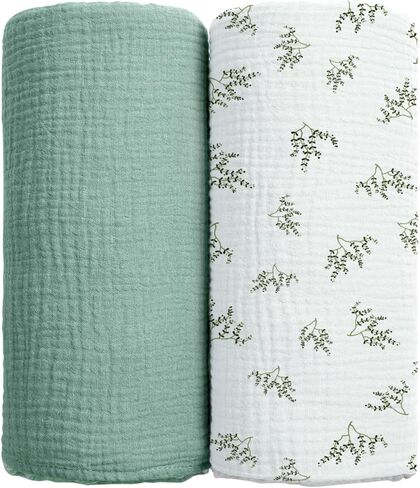 Lulu moon Muslin Baby Blanket Blue&Swaddle Blanket-Leaf Summer in Saudi Arabia