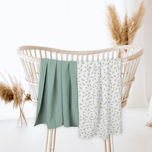 Lulu moon Muslin Baby Blanket Blue&Swaddle Blanket-Leaf Summer in Saudi Arabia