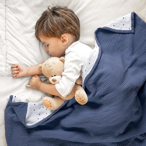 Lulu moon Muslin Baby Blanket Blue&Swaddle Blanket-Leaf Summer in Saudi Arabia