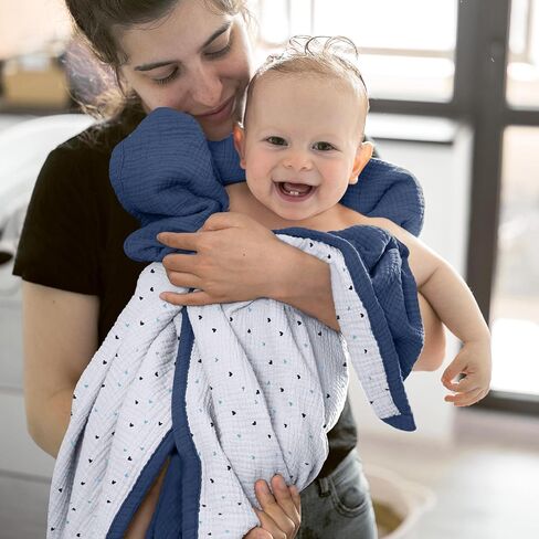 Lulu moon Muslin Baby Blanket Blue&Swaddle Blanket-Leaf Summer in Saudi Arabia