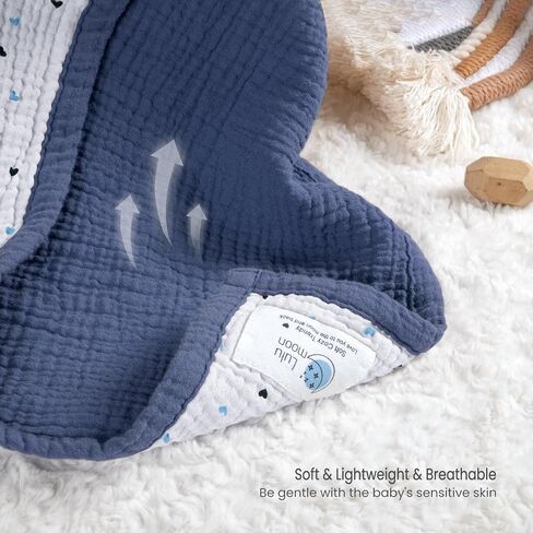 Lulu moon Muslin Baby Blanket Blue&Swaddle Blanket-Leaf Summer in Saudi Arabia