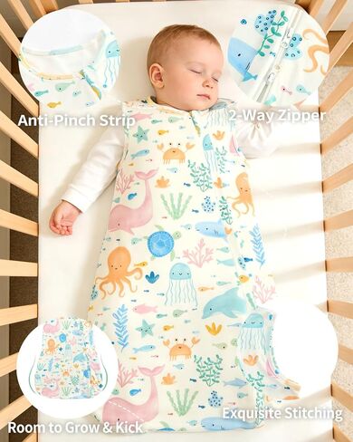 JiAmy Baby Sleep Sack 0-24 Months, 1.0 TOG Lyocell Wearable Blanket, Double Layer Sleep Bag with 2-Way Zipper, 2 Pack in Saudi Arabia