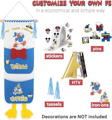 RUNROLE Narrow 2 Pocket Fish Extender Felt Pixie Dust Gift Cruise Essential | HTV Friendly, Easily Customize, 8 in Width to Fit the Cabin Door Decoration, FE Hanger for Gifts Exchange, Cruise Must Haves in Kuwait