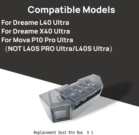 Dust Bin Box Compatible with Dreame L40 Ultra, X40 Ultra, P10 Pro Ultra | Replacement Dust Bin Box Compatible with Dreame L40 Ultra, X40 Ultra, Mova P10 Pro Ultra Robot Vacuums in Saudi Arabia