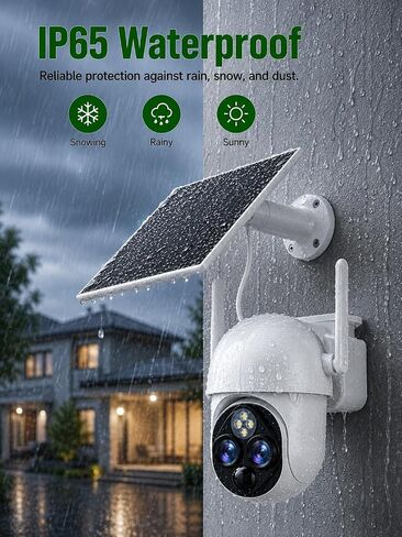 2 Pack Solar Security Camera, 3MP Dual Lens, 2.4GHz WiFi, 360° PTZ | Battery Powered, 10X Zoom, PIR Human Detection, Color Night Vision, 2-Way Audio, SD Card & Cloud Storage, IP65 Waterproof in Saudi Arabia