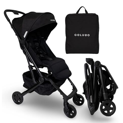 Colugo Compact Stroller+ Lightweight Travel Stroller, 16 lbs, One-Hand Fold | For Infants and Toddlers 6mo-4yrs, One-hand Auto-fold, 5-Point Harness, Carry Bag, Rain Cover & Cup Holder Included, Black in Saudi Arabia