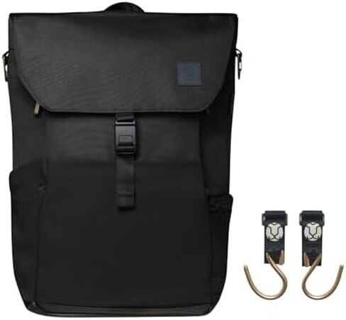 Huhu Diaper Bag Backpack + Essential Stroller Hooks Bundle – Convenient, Unisex Travel & Everyday Kit for New Parents – Includes Free Accessories (Midnight Black) in Kuwait