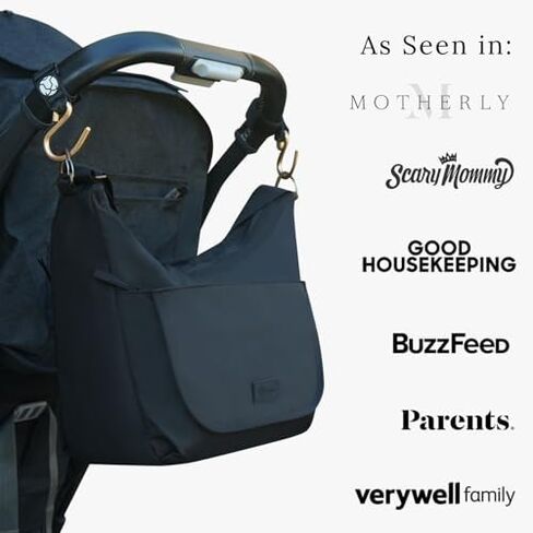 Huhu Diaper Bag Backpack + Essential Stroller Hooks Bundle – Convenient, Unisex Travel & Everyday Kit for New Parents – Includes Free Accessories (Midnight Black) in Kuwait
