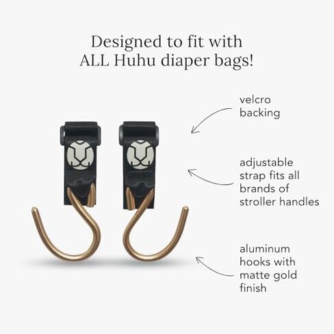 Huhu Diaper Bag Backpack + Essential Stroller Hooks Bundle – Convenient, Unisex Travel & Everyday Kit for New Parents – Includes Free Accessories (Midnight Black) in Kuwait