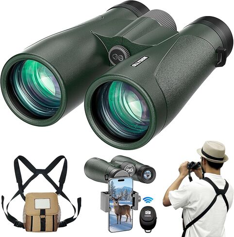 15x54 Binoculars for Adults High Powered with Harness & Phone Adapter | Super Bright BAK4 Optics, Waterproof, Large View, Clear Low Light Vision, for Bird Watching Cruise Travel Hunting Sport in Saudi Arabia