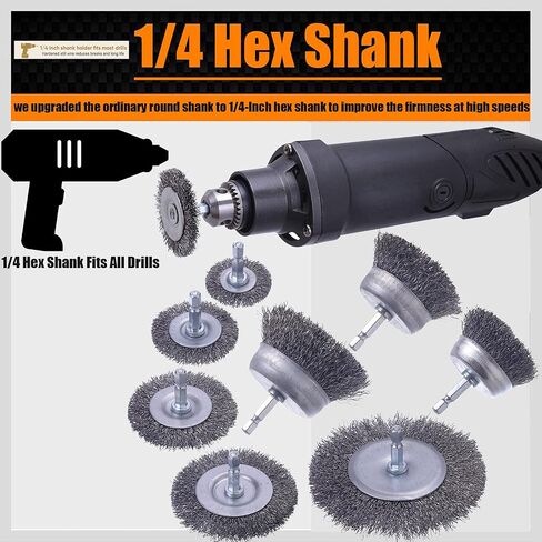 20- Pack Wire Brush Cup Wheels Drill, 1/4 Inch Hex Shank for Rust Removal | 0.012 inch Coarse Carbon Steel, Cleaning Rust and Abrasive, Wire Wheel Brush Drill Attachments in Saudi Arabia