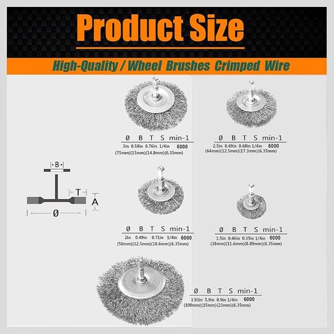 20- Pack Wire Brush Cup Wheels Drill, 1/4 Inch Hex Shank for Rust Removal | 0.012 inch Coarse Carbon Steel, Cleaning Rust and Abrasive, Wire Wheel Brush Drill Attachments in Saudi Arabia
