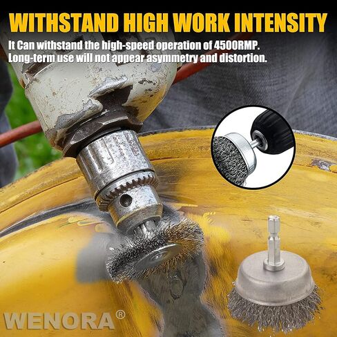 20- Pack Wire Brush Cup Wheels Drill, 1/4 Inch Hex Shank for Rust Removal | 0.012 inch Coarse Carbon Steel, Cleaning Rust and Abrasive, Wire Wheel Brush Drill Attachments in Saudi Arabia