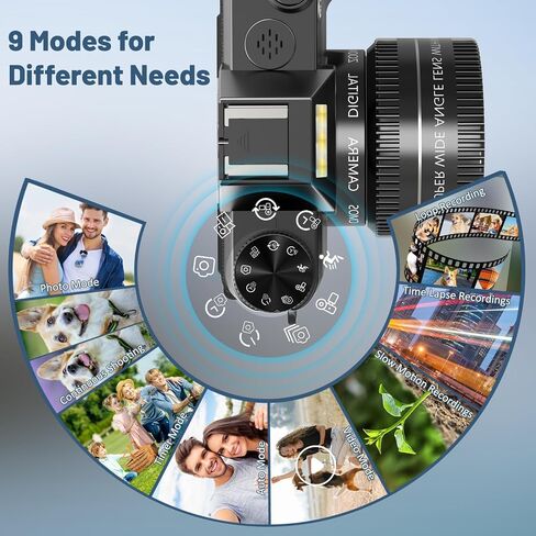6K Digital Camera for Photography - WiFi 64MP Vlogging Cameras for YouTube with 3" 180° Flip Screen, 16X Digital Zoom Autofocus Vlog Travel Camara with 32GB SD Card, 2 Batteries and Double Charger in Kuwait