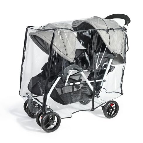 Double Stroller Rain Cover for Tandem Stroller, Universal Fit, Easy Use | Keep Nice Ventilation, with Back Storage, Double Stroller Accessories Protect All-around from Rain, Snow, Wind, and Dust in Saudi Arabia