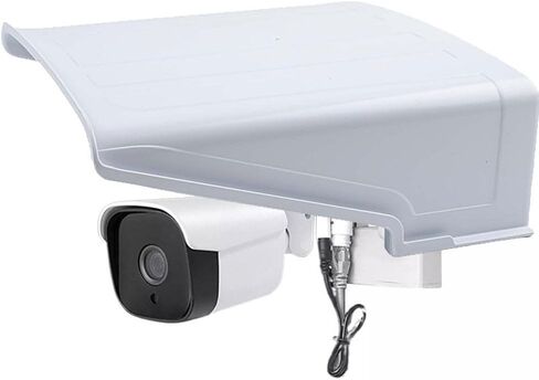 White Outdoor Security Camera Cover, Weatherproof ABS Plastic Rain Shade & Sun Visor, Protective Roof for Garden Yard Surveillance, Easy Mount No Drilling, 10.6x10.4x3.7 Inch(1260 in white) in Saudi Arabia