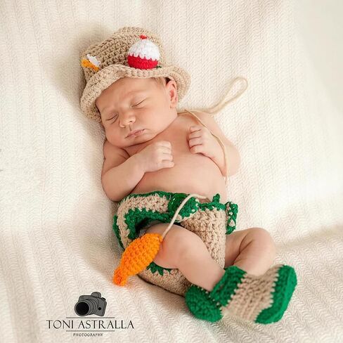 Newborn Crochet Kintted Fisherman Set Photography Props Baby Photo Outfits in Kuwait
