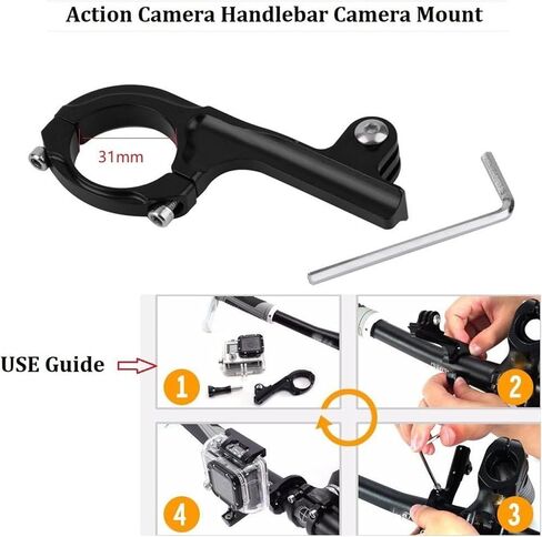 Aluminum Bike Bicycle Motorcycle Handlebar Mount Adapter Compatible with Gopro Hero 11/10/9/8/7/6/5/4/AKASO Brave 4/5/6 Plus/7 le/v50/EK7000/Exprotrek/Dragon Touch/WOLFANG Action Camera | Compatible with Gopro Hero 13/12/11/10/9/8/7/6/5/4/AKASO EK7000/Bra in Saudi Arabia