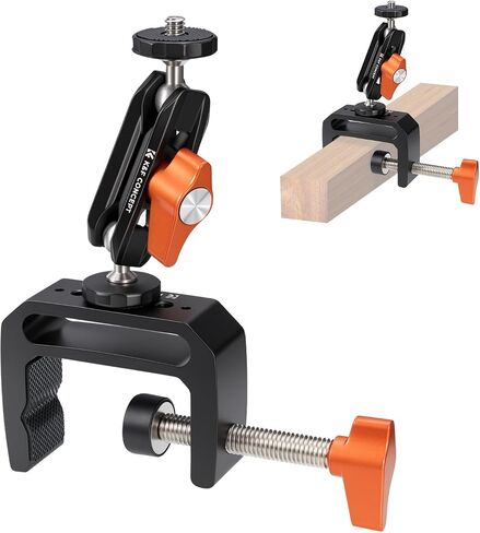K&F CONCEPT Camera C-Clamp Mount with Double Ball Head Magic Arm | 360° Adjustable Clamp Desktop Mount, for Action Camera, Monitor, LED Light and Microphone in Kuwait