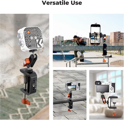 K&F CONCEPT Camera C-Clamp Mount with Double Ball Head Magic Arm | 360° Adjustable Clamp Desktop Mount, for Action Camera, Monitor, LED Light and Microphone in Kuwait
