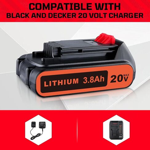 2 حزمة LBXR20 3.8Ah استبدال بطارية ليثيوم بلاك اند ديكر 20 فولت متوافقة مع بطارية بلاك اند ديكر 20 فولت LB20 LBX20 LST220 LBXR2020-OPE LBXR20B-2 LB2X4020 أداة لاسلكية in Kuwait