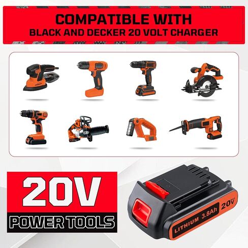 2 حزمة LBXR20 3.8Ah استبدال بطارية ليثيوم بلاك اند ديكر 20 فولت متوافقة مع بطارية بلاك اند ديكر 20 فولت LB20 LBX20 LST220 LBXR2020-OPE LBXR20B-2 LB2X4020 أداة لاسلكية in Kuwait