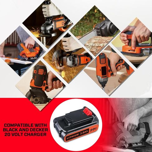 2 حزمة LBXR20 3.8Ah استبدال بطارية ليثيوم بلاك اند ديكر 20 فولت متوافقة مع بطارية بلاك اند ديكر 20 فولت LB20 LBX20 LST220 LBXR2020-OPE LBXR20B-2 LB2X4020 أداة لاسلكية in Kuwait