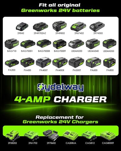 Dual Port Battery Charger for Greenworks 24V Battery BAG708 BAG711 | Compatible with Greenworks 24V Battery Charger, Rapid Smart Charger, LED Indicator, 50% Faster Smart Charger in Kuwait