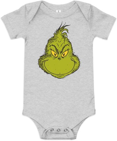Dr. Seuss "The Grinch Face - Unisex Baby Short Sleve Cotton Bodysuit - Officially Licensed in Saudi Arabia