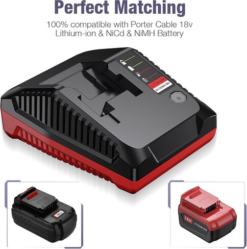 18V 4.0Ah Replacement Battery + Charger for Porter-Cable PCXMVC Series | Compatible with Porter-Cable PCXMVC PCMVC Series, Works with Porter-Cable 18V Lithium-Ion NiCd NiMH Cordless Power Tools in Kuwait