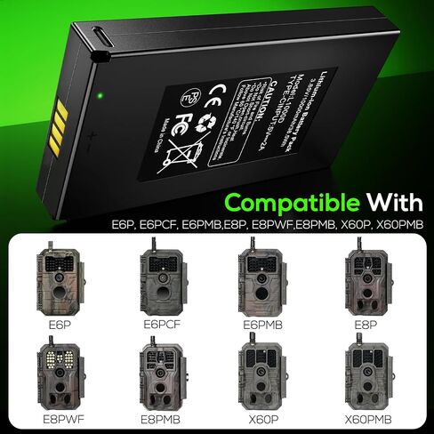 2Pcs 10000mAh Rechargeable Trail Camera Battery for GardePro | Lithium Battery for E6P, E6PCF, E6PMB, E8P, E8PWF, E8PMB, X60P, X60PMB, Meidase P300 Pro S950P S960 S965 Pro S970 Pro P100P in Kuwait