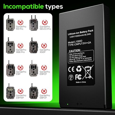 2Pcs 10000mAh Rechargeable Trail Camera Battery for GardePro | Lithium Battery for E6P, E6PCF, E6PMB, E8P, E8PWF, E8PMB, X60P, X60PMB, Meidase P300 Pro S950P S960 S965 Pro S970 Pro P100P in Kuwait