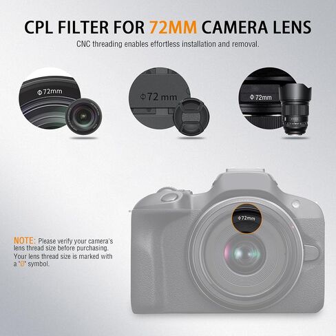 72mm CPL Filter Slim Circular Polarizer, 5.2mm Ultra-Thin Frame in Kuwait