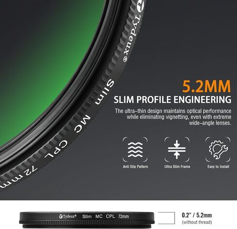 72mm CPL Filter Slim Circular Polarizer, 5.2mm Ultra-Thin Frame in Kuwait