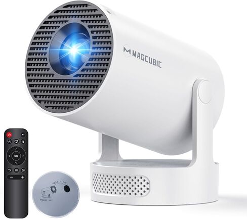 Mini Projector with WiFi 6 Bluetooth 5.4, 4K Support Portable with Lens Cap | 200 ANSI 5W Soundbase Speaker, 180° Rotation Auto Keystone, Built-in Apps, Home Outdoor Use, Fits Smartphone TV Stick Laptop in Saudi Arabia