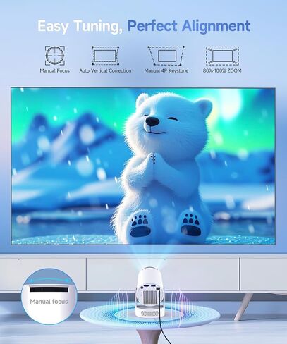 Mini Projector with WiFi 6 Bluetooth 5.4, 4K Support Portable with Lens Cap in Saudi Arabia