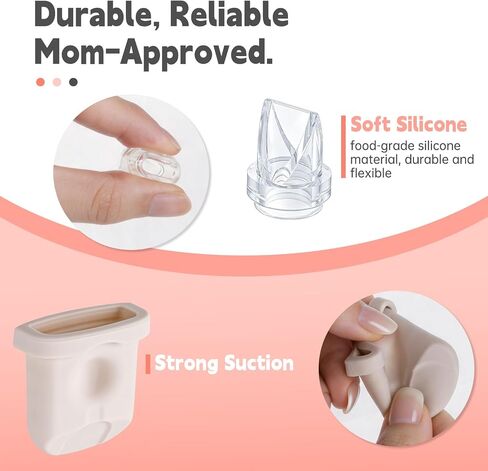 22PCS Breast Pump Replacement Parts Compatible with Eufy E10/E20/S1/S1 Pro | Includes 8 Duckbill Valves, 4 Silicone Diaphragms, 6 Spout Caps, Flange Sizing Kit and Breast Pump Brush, BPA-Free in Kuwait