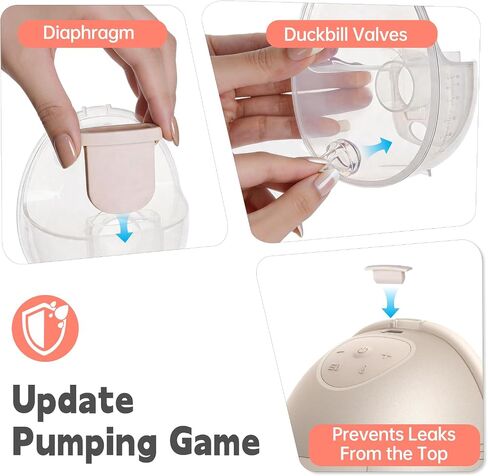 22PCS Breast Pump Replacement Parts Compatible with Eufy E10/E20/S1/S1 Pro | Includes 8 Duckbill Valves, 4 Silicone Diaphragms, 6 Spout Caps, Flange Sizing Kit and Breast Pump Brush, BPA-Free in Kuwait