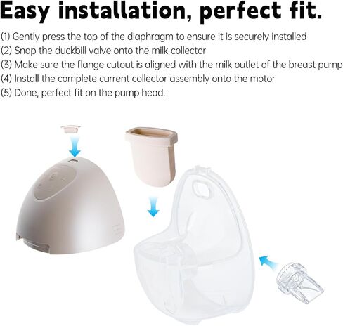 22PCS Breast Pump Replacement Parts Compatible with Eufy E10/E20/S1/S1 Pro | Includes 8 Duckbill Valves, 4 Silicone Diaphragms, 6 Spout Caps, Flange Sizing Kit and Breast Pump Brush, BPA-Free in Kuwait