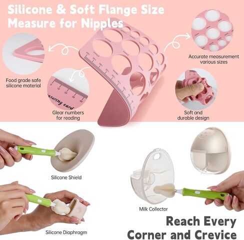 22PCS Breast Pump Replacement Parts Compatible with Eufy E10/E20/S1/S1 Pro | Includes 8 Duckbill Valves, 4 Silicone Diaphragms, 6 Spout Caps, Flange Sizing Kit and Breast Pump Brush, BPA-Free in Kuwait