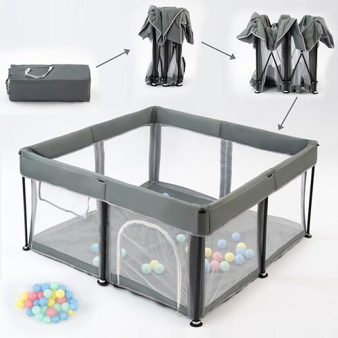 TOMBOSS Foldable Baby Playpen 50x50, Collapsible Portable Play Pen for Toddlers 1-3, Indoor Outdoor Baby Playard with Carry Bag in Kuwait
