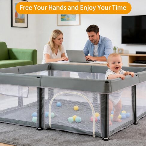 TOMBOSS Foldable Baby Playpen 50x50, Collapsible Portable Play Pen for Toddlers 1-3, Indoor Outdoor Baby Playard with Carry Bag in Kuwait