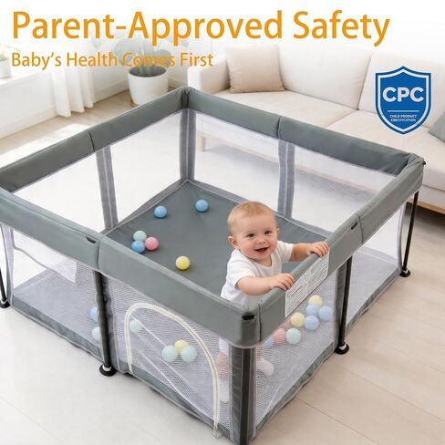 TOMBOSS Foldable Baby Playpen 50x50, Collapsible Portable Play Pen for Toddlers 1-3, Indoor Outdoor Baby Playard with Carry Bag in Kuwait
