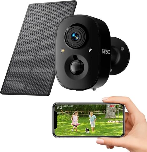 SANSCO Wireless Solar Security Wireless Camera | 4MP WiFi Camera Outdoor with Color Night Vision, PIR Human Detection, 2-Way Talk, Support 2.4GHz&5.8GHz, 1Pack in Saudi Arabia