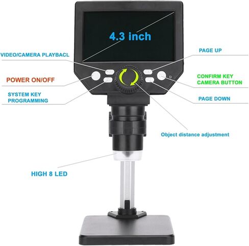 Microscope Camera, 1000X HD Electronic Digital Microscope 4.3" LCD 8MP Video Microscopes Motherboard Phone Repair Endoscope Camera Magnifier in Saudi Arabia