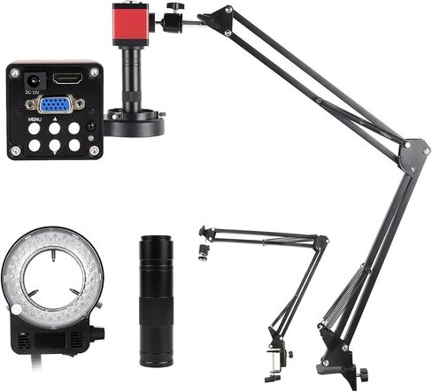 Microscope Camera, 4K Electronic Digital Microscope for Soldering Set 1080P VGA USB Industrial Camera 150x Lens Fold Bracket Remote(HDMI VGA 1080P) in Saudi Arabia