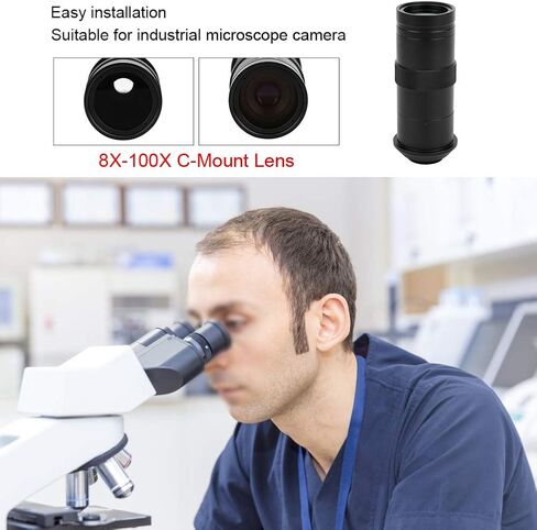 8X 100X C Mount Lens Industrial Microscope Camera Magnifier Adjustable Magnification ABS Material Practical Accessory Suitable with CCD in Saudi Arabia