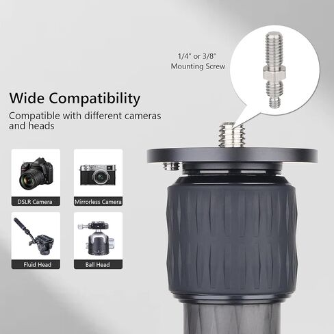 ARTCISE Carbon Fiber Two Section Tripod Center Column Extender, 1/4" & 3/8" Screw Mid Column Extension Adapter for DSLR Mirrorless Camera Tripods（32.5mm Max Tube） in Saudi Arabia